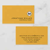Modern Trendy Mustard Yellow Monogram Visitekaartje (Voorkant / Achterkant)
