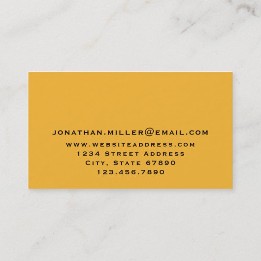 Modern Trendy Mustard Yellow Monogram Visitekaartje (Achterkant)
