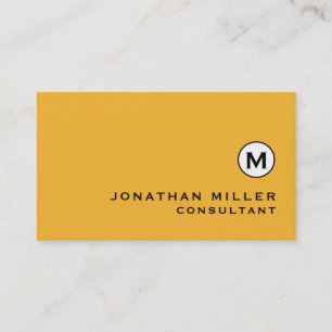 Modern Trendy Mustard Yellow Monogram Visitekaartje