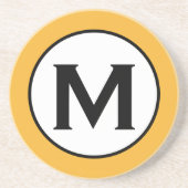 Modern Trendy Mustard Yellow Monogram Zandsteen Onderzetter (Voorkant)