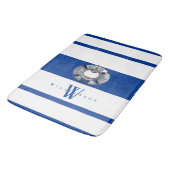 Modern Trendy Nautical Blue and White Monogrammed Badmat (Gekanteld)
