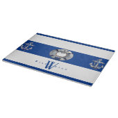 Modern Trendy Nautical Blue en White Snijplank (Hoek)