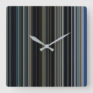 Modern Trendy Navy and Gold Multicolor Stripes Vierkante Klok