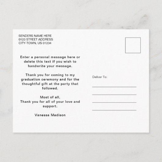 Modern Trendy Navy Blue 3 Foto Afstudeerder Dank u Briefkaart (Achterkant)