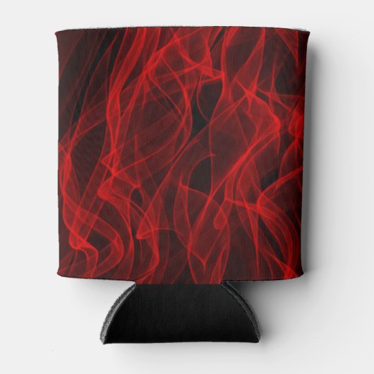 Modern Trendy Neon Red Curvy Line Abstract Patroon Blikjeskoeler (Voorkant)