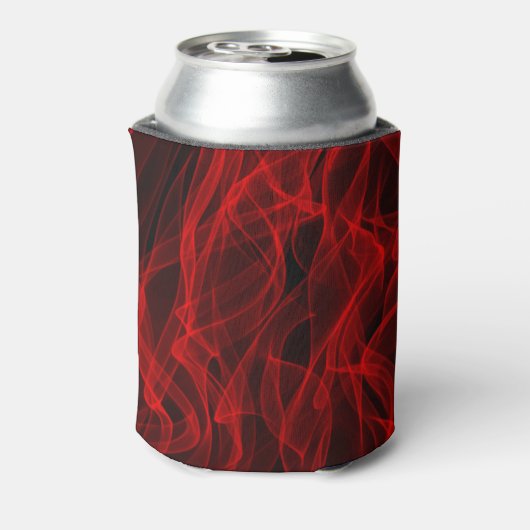 Modern Trendy Neon Red Curvy Line Abstract Patroon Blikjeskoeler (Blikje Achterkant)