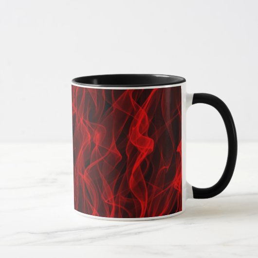 Modern Trendy Neon Red Curvy Line Abstract Patroon Mok (Rechts)