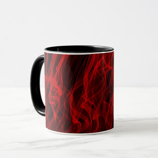 Modern Trendy Neon Red Curvy Line Abstract Patroon Mok (Voorkant links)