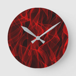 Modern Trendy Neon Red Curvy Line Abstract Patroon Ronde Klok