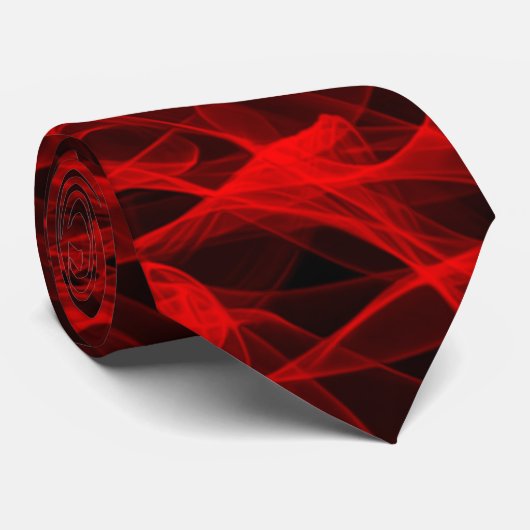 Modern Trendy Neon Red Curvy Line Abstract Patroon Stropdas (Opgerold)
