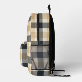 Modern Trendy Neutral Check Plaid Monogram Initiaa Bedrukte Rugzak (Rechts)
