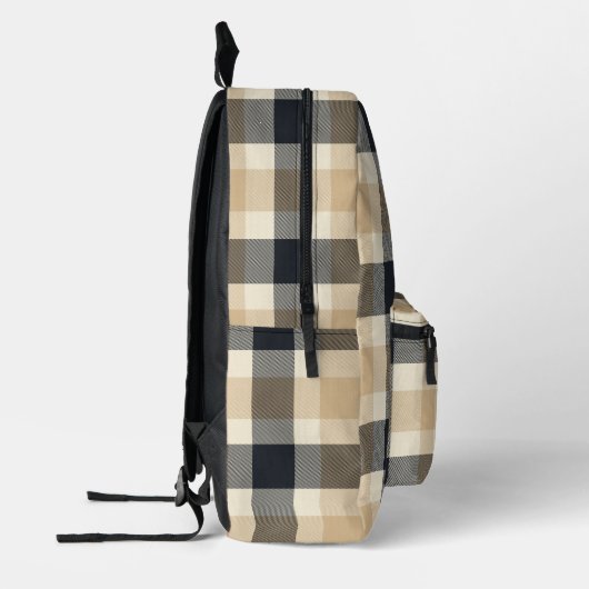 Modern Trendy Neutral Check Plaid Monogram Initiaa Bedrukte Rugzak (Links)