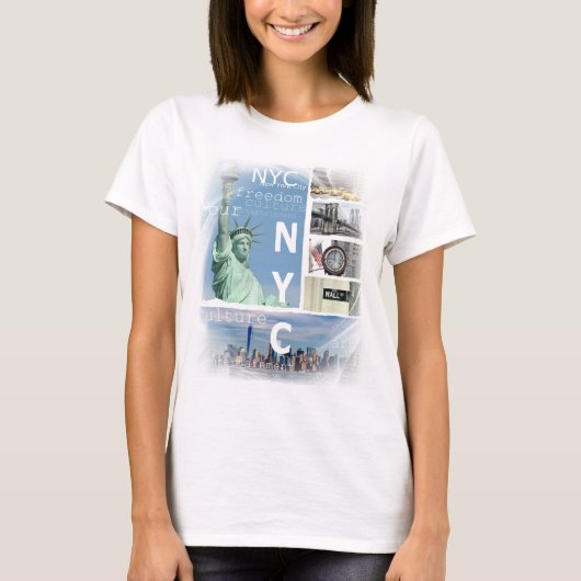 Modern Trendy New York City Manhattan Nyc Liberty T-shirt (Voorkant)