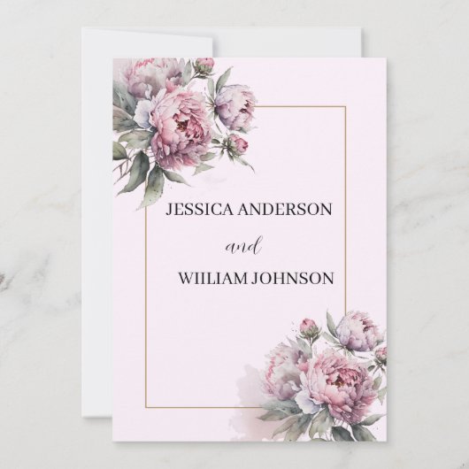 Modern Trendy Ontwerper Dusty Roos Blush Weeding Kaart (Achterkant)