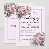 Modern Trendy Ontwerper Dusty Roos Blush Weeding Kaart (Voorkant / Achterkant)