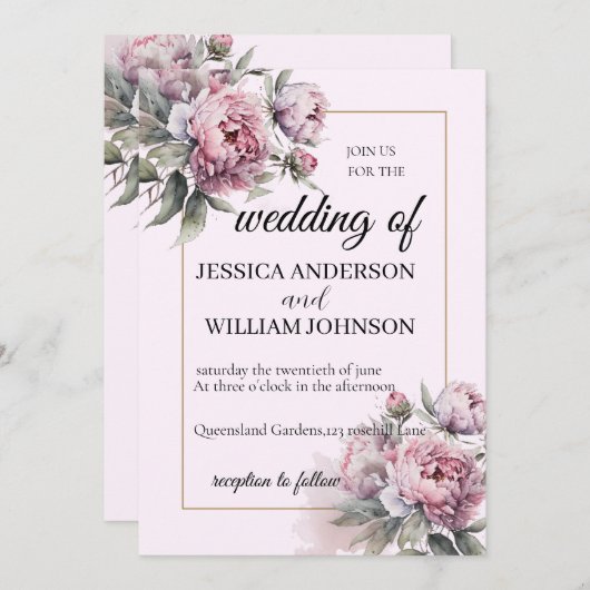 Modern Trendy Ontwerper Dusty Roos Blush Weeding Kaart (Voorkant / Achterkant)