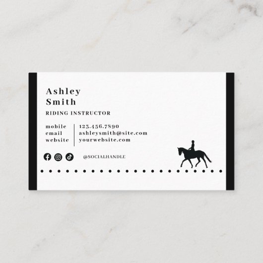 Modern Trendy Paardentrainer Visitekaartje (Achterkant)