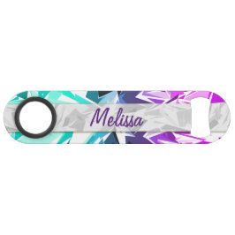 Modern Trendy Paars en Blauwgroen Fractal Geo Mono Speed Flessenopener