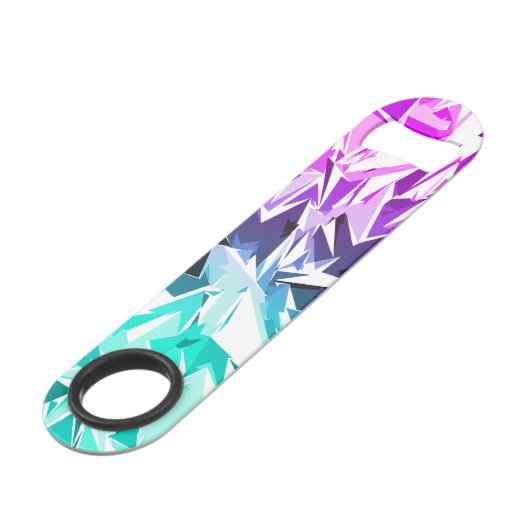 Modern Trendy Paars en Blauwgroen Fractal Geo Mono Speed Flessenopener (Achterkant Gekanteld)