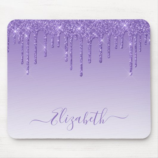 Modern Trendy Paars Glitter Stylish Script Muismat (Voorkant)