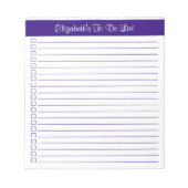 Modern Trendy Paars One Column Checklist Blocnote (Voorkant)