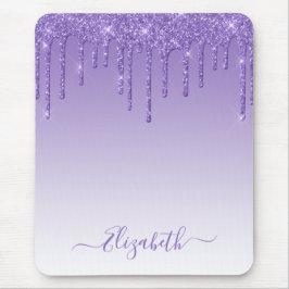 Modern Trendy Paarse glitter in stijlvol script Muismat