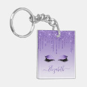 Modern Trendy Paarse Glitter Lashes Sleutelhanger (Voorkant Links)