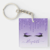 Modern Trendy Paarse Glitter Lashes Sleutelhanger (Voorkant)