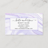 Modern trendy Paarse marmer Visitekaartje (Achterkant)