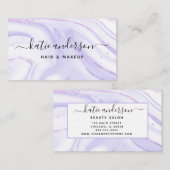 Modern trendy Paarse marmer Visitekaartje (Voorkant / Achterkant)