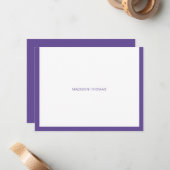 Modern Trendy Paarse Violet Border Stationery Notitiekaartje (Voorkant / Achterkant in situ)