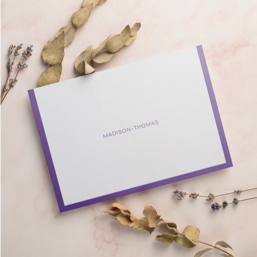 Modern Trendy Paarse Violet Border Stationery Notitiekaartje