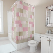 Modern Trendy Patchwork Quilt roze Beige Stripes Douchegordijn (In situ)