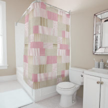 Modern Trendy Patchwork Quilt roze Beige Stripes