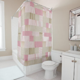 Modern Trendy Patchwork Quilt roze Beige Stripes Douchegordijn