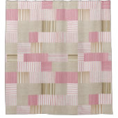 Modern Trendy Patchwork Quilt roze Beige Stripes Douchegordijn (Voorkant)