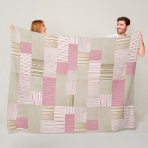 Modern Trendy Patchwork Quilt roze Beige Stripes