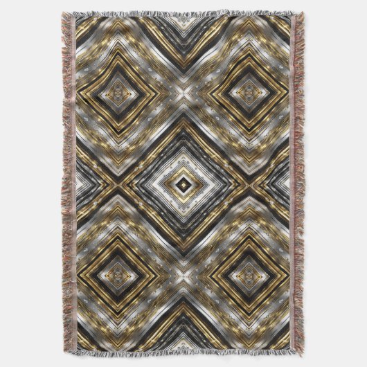 Modern, trendy patroon in zilver, goud en zwart deken (Voorkant Verticaal)