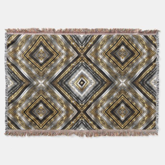 Modern, trendy patroon in zilver, goud en zwart deken (Voorkant)