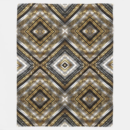 Modern, trendy patroon in zilver, goud en zwart fleece deken (Voorkant)