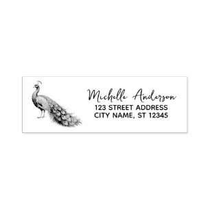 Modern trendy Peacock Retouradres Zelfinktende Stempel
