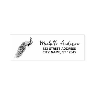Modern trendy Peacock Retouradres Zelfinktende Stempel