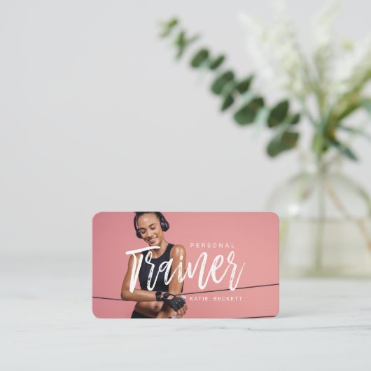 Modern Trendy Personal Fitness Trainer Foto Visitekaartje (Staand voorkant)