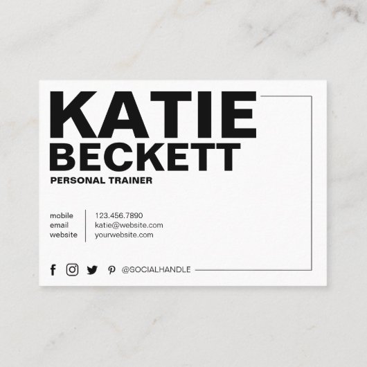 Modern & Trendy Personal Trainer Fitness 3 Foto Visitekaartje (Achterkant)