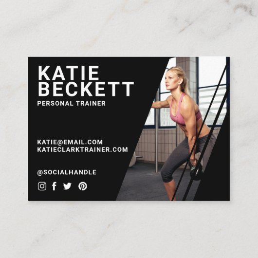 Modern & Trendy Personal Trainer Fitness 4 Foto Visitekaartje (Achterkant)