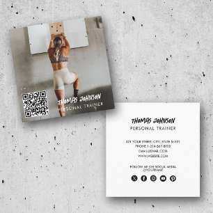 Modern Trendy Personal Trainer Fitness Foto Vierkante Visitekaartje