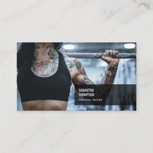 Modern Trendy Personal Trainer Fitness Foto Visitekaartje (Voorkant)