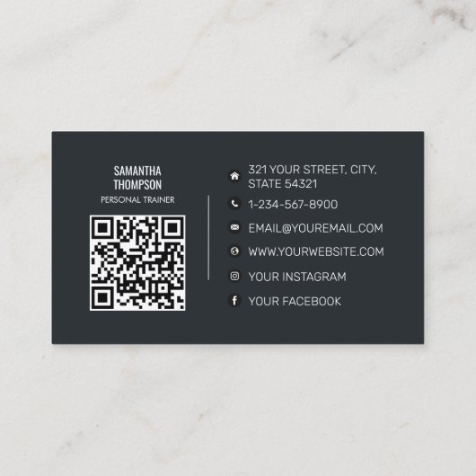 Modern Trendy Personal Trainer Fitness Foto Visitekaartje (Achterkant)