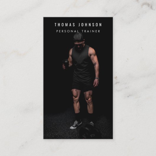 Modern Trendy Personal Trainer Fitness Foto Visitekaartje (Voorkant)