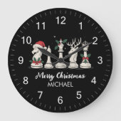 Modern Trendy Personalized Chess Pieces Christmas  Grote Klok (Voorkant)